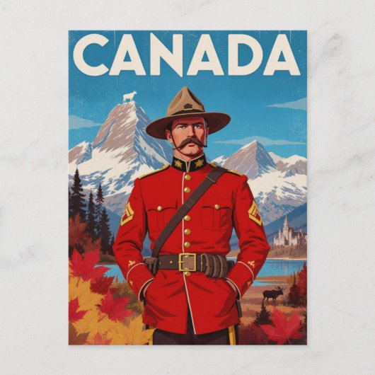 Canada Mountie Vintage Art Briefkaart (Voorkant)