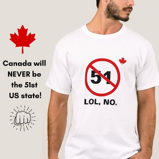 Canada Nooit 51e Amerikaanse staat Grappig Trots C T-shirt