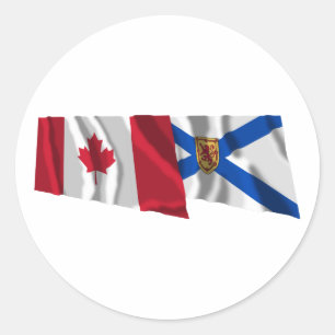 Canada & Nova Scotia Zwaaiende vlaggen Ronde Sticker