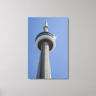 Canada, Ontario, Toronto. Top van de CN Tower met Canvas Afdruk