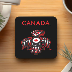 Canada Pacific Northwest Haida Vogel Donkere kleur Bier Onderzetter