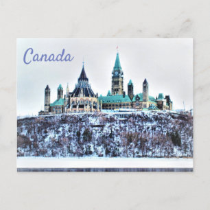 Canada Parlementsgebouwen Sneeuw Ottawa Rivier Briefkaart