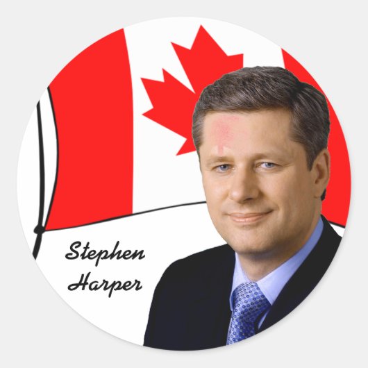 Canada PM Stephen Harper Ronde Sticker (Voorkant)