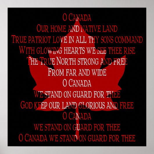 Canada Poster Canada Anthem Souvenir Print (Voorkant)