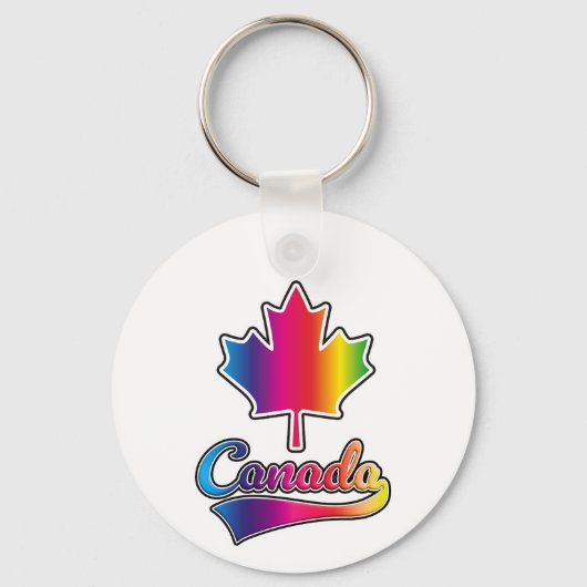 Canada Pride regenbooglogo Sleutelhanger (Voorkant)