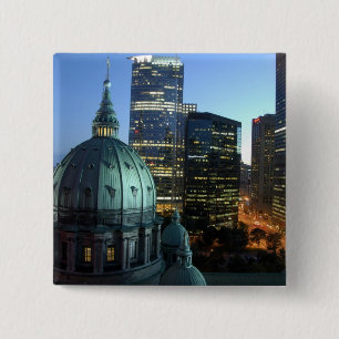 Canada, Quebec, Montreal. Downtown Montreal, Vierkante Button 5,1 Cm