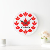 Canada Red Maple Leaf Fun Classic Kitsch Souvenir Grote Klok (Huis)