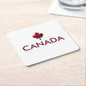 Canada Red Maple Leaf Vierkante Kartonnen Onderzetter (Schuin)