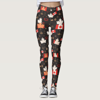 Canada Red White Canadian Flag Maple Leaf Leggings