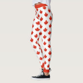 Canada Red White Canadian Flag Maple Leaf Pattern Leggings (Links)