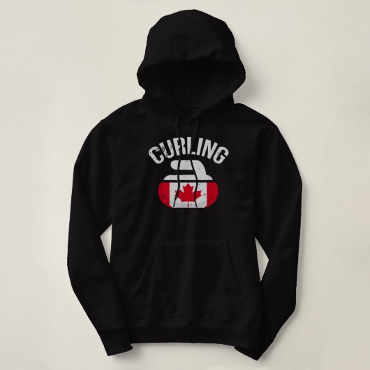 Canada Red White en Maple Flag Curling Stone Hoodie (Design voorkant)