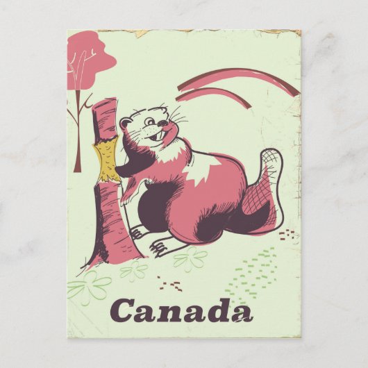 Canada  reisposter voor bevers briefkaart (Voorkant)