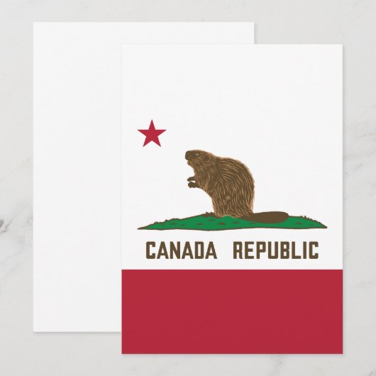 Canada Republiek California Flag Beaver Kaart (Voorkant / Achterkant)