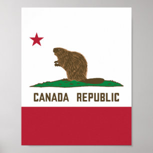 Canada Republiek California Flag Beaver Poster