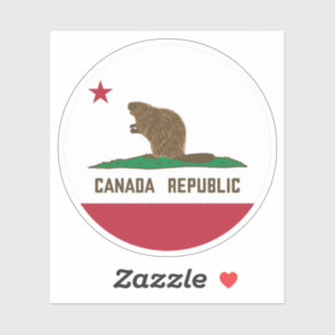 Canada Republiek California Flag Beaver Sticker