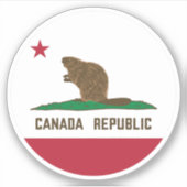 Canada Republiek California Flag Beaver Sticker (Voorkant)