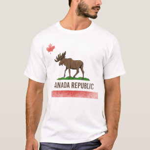Canada Republiek - Canada Moose en California Flag T-shirt