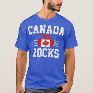 Canada Rocks Canadian Flag Funny Curling Fan Gift T-shirt