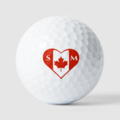 Canada Rode & Witte Hart Initialen Canadese Vlag Golfballen (Voorkant)