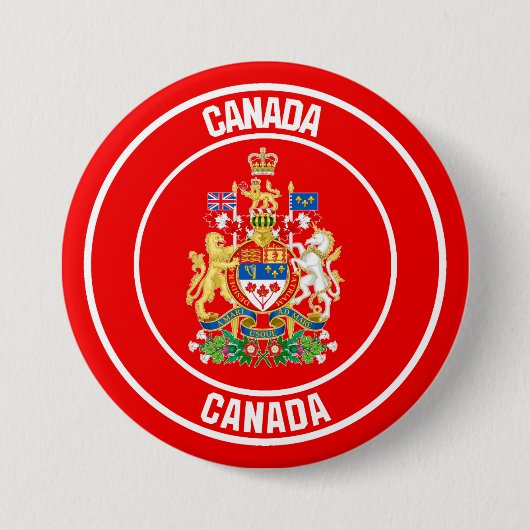 Canada Round Emblem Ronde Button 7,6 Cm (Voorkant)