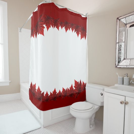 Canada Shower Curtains Canada Maple Leaf Decor Douchegordijn (In situ)