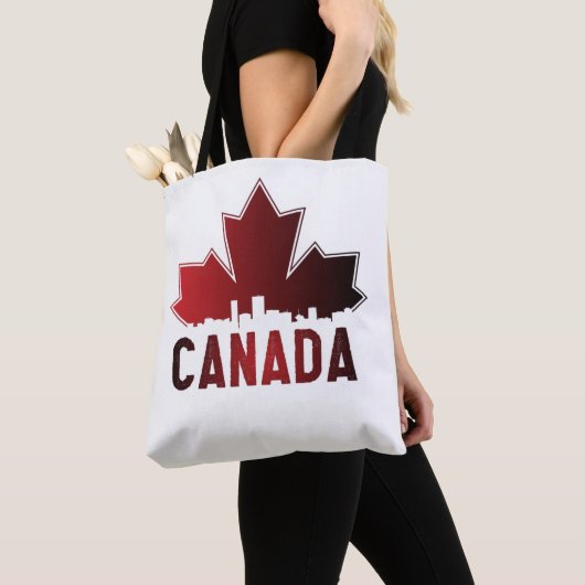 Canada Skyline Gradient Maple Leaf Patriotic Draagtas (Dichtbij)