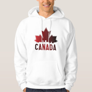 Canada Skyline Gradient Maple Leaf Patriotic Hoodie
