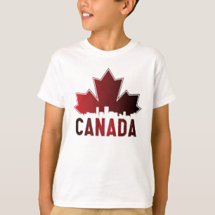 Canada Skyline Gradient Maple Leaf Patriotic T-shirt