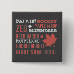 Canada Slang Subway Art Vierkante Button 5,1 Cm