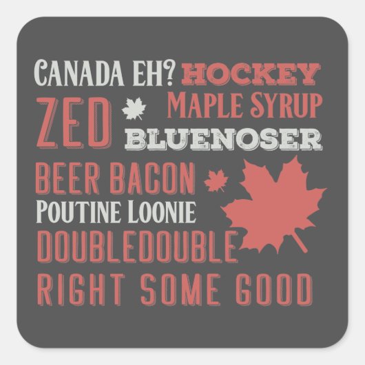 Canada Slang Subway Art Vierkante Sticker (Voorkant)