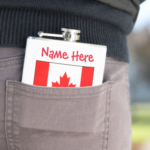 Canada Sneeuw Canadese Vlag Rood Personalisatie Heupfles