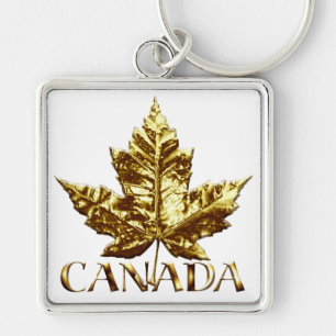 Canada Souvenir Sleutelhanger Gold Chrome Maple Le