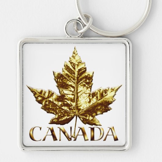 Canada Souvenir Sleutelhanger Gold Chrome Maple Le (Voorkant)