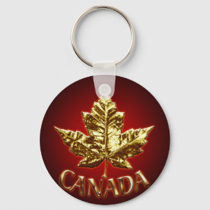 Canada Souvenir Sleutelhanger Gold Chrome Maple Le