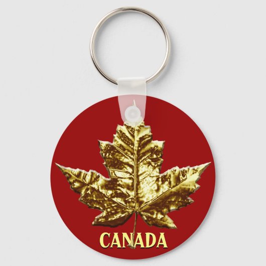 Canada Souvenir Sleutelhanger Gold Chrome Maple Le (Voorkant)
