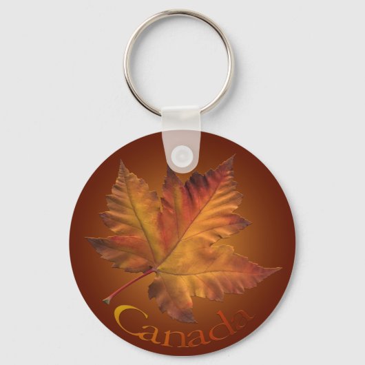 Canada Souvenir Sleutelhanger Gold Chrome Maple Le (Voorkant)