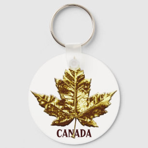 Canada Souvenir Sleutelhanger Gold Chrome Maple Le