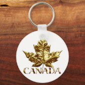 Canada Souvenir Sleutelhanger Gold Chrome Maple Le (Voorkant)