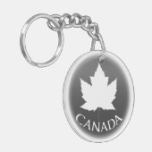 Canada Souvenir Sleutelhanger White Maple Leaf (Voorkant Links)