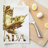 Canada Souvenir Towel Gold Canada Tea Towel Theedoek (Quarter Fold)