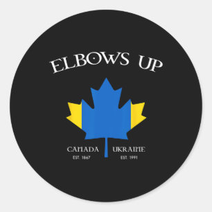Canada steunt Oekraïne Ellebogen omhoog Blauw Geel Ronde Sticker