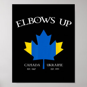 Canada steunt Oekraïne Ellebogen omhoog Blauwe Gel Poster