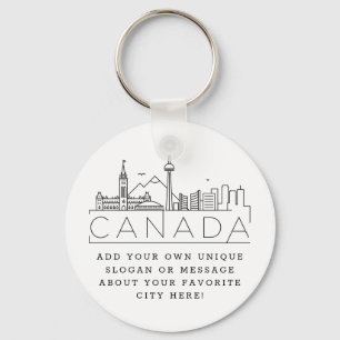 Canada Stylized Skyline Custom Slogan Sleutelhange Sleutelhanger