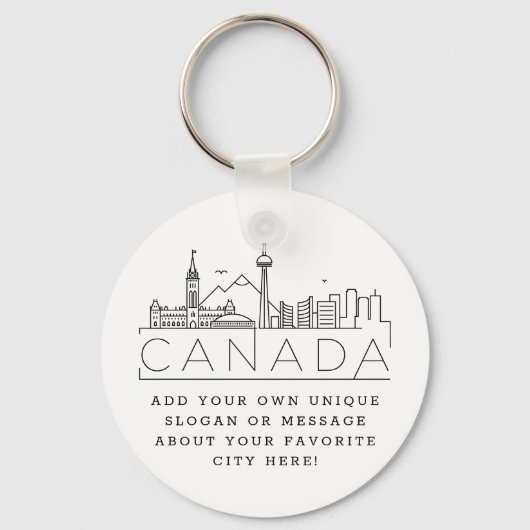 Canada Stylized Skyline Custom Slogan Sleutelhange Sleutelhanger (Voorkant)