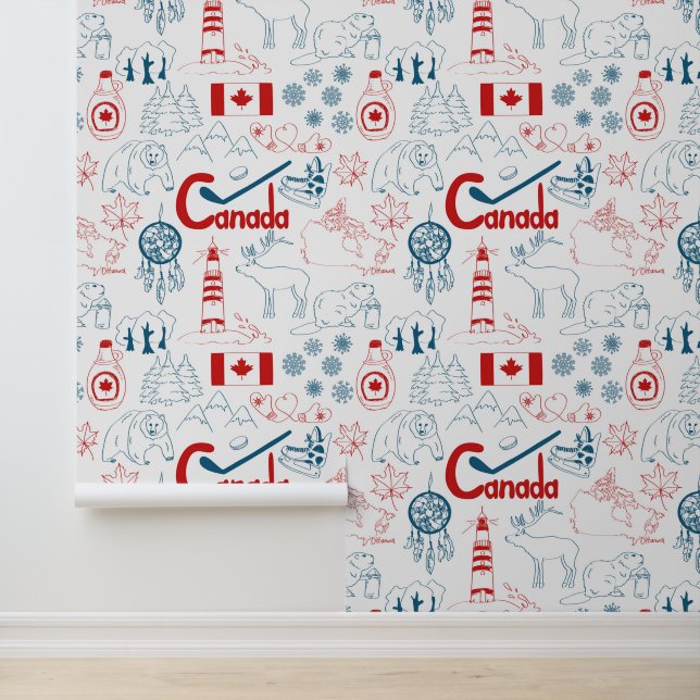 Canada | Symbolen Patroon Behang (Applicatie)
