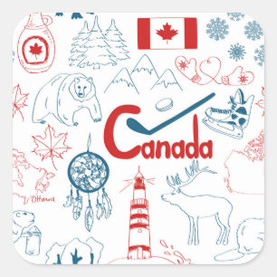 Canada Symbolen Patroon Vierkante Sticker