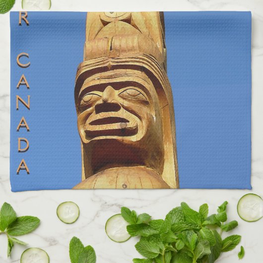 Canada Towel Native Totem Pole Vancouver Tea Towel Theedoek (Gevouwen)