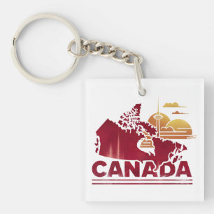 Canada Travel Landkaart Maple Leaf Sleutelhanger
