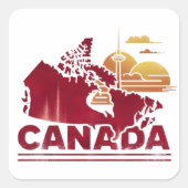  Canada Travel Landkaart Maple Leaf Vierkante Sticker (Voorkant)