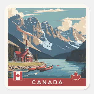 Canada Travel Poster Vierkante Sticker